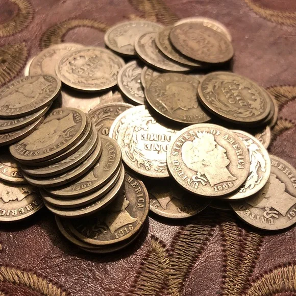 Barber dimes/ tube of 50 coins - Picture 7 of 11